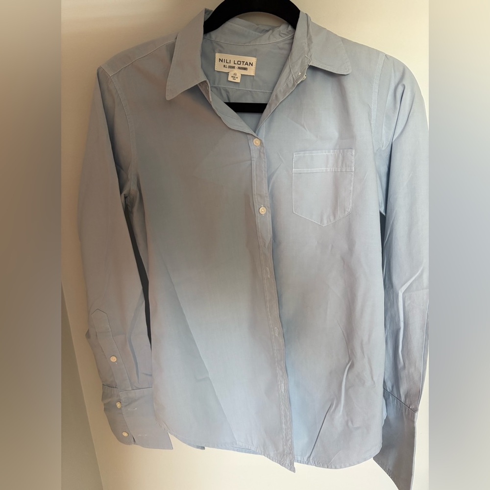 Nili Lotan Blue‎ Casual Button Down Shirt Classic Design